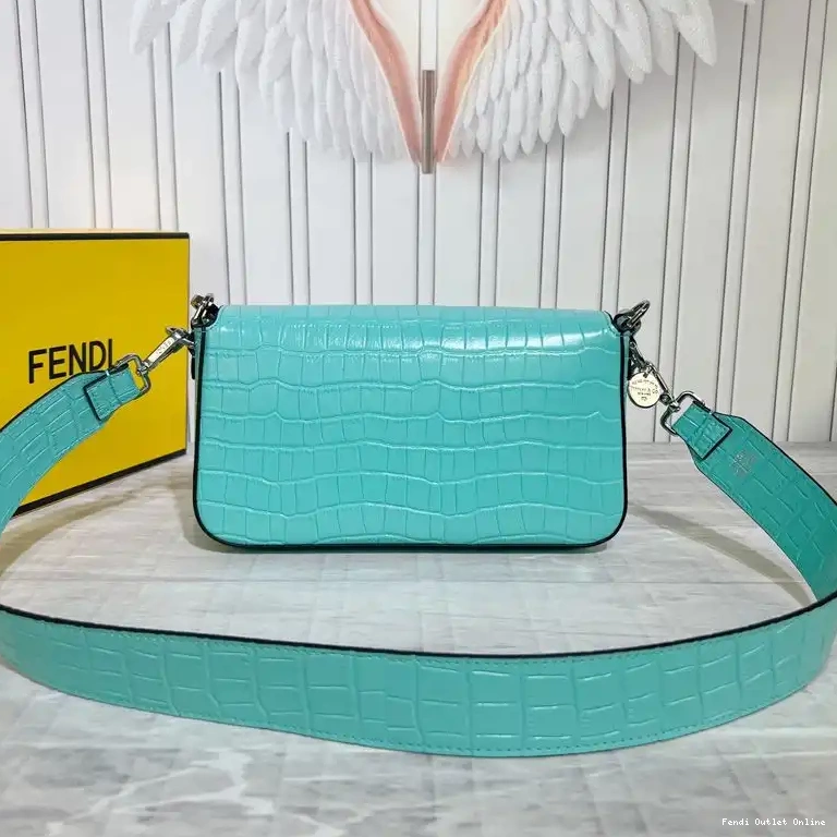 Cheap Blue Tiffany Baguette Bag Leather Medium Fendi Crocodile In 0523